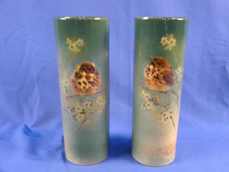 A pair of Royal Doulton Titanium cylindrical vases