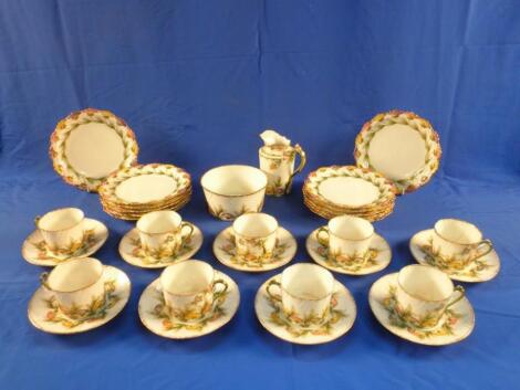 A late 19th/early 20thC Limoges porcelain part tea service