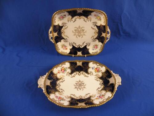 A Coalport "Bat Wing" two handled oval dish