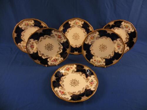 A set of six Coalport "Bat Wing" plates