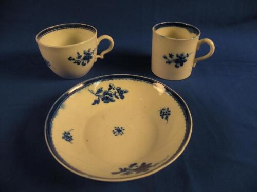 An 18thC Caughley coffee cup and saucer