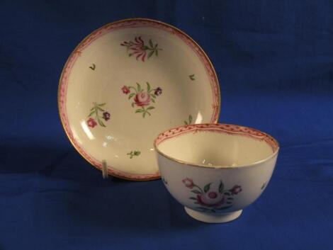 An 18thC Caughley tea bowl and saucer