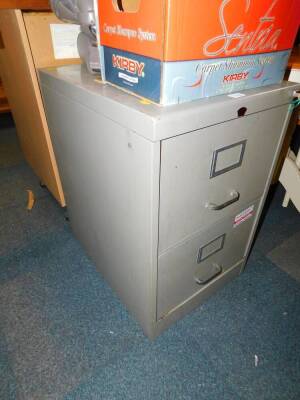 A Howden metal two drawer filing cabinet, 46cm wide, 62cm deep.