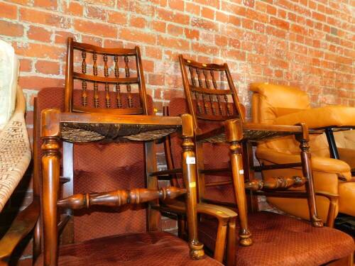 A pair of Georgian style rush seated country chairs.