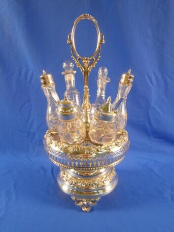 A silver plated revolving cruet by Rogers Smith & Co of Whitehaven