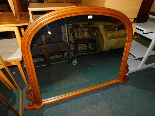 A Victorian style pine overmantel mirror, 135cm wide.