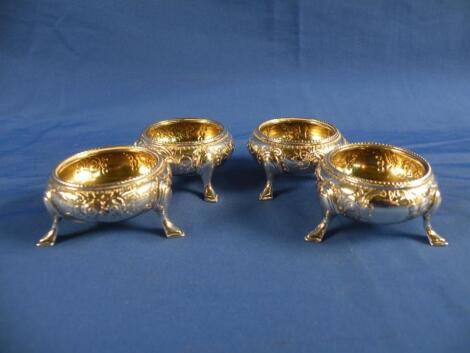 A set of four Victorian silver table salts