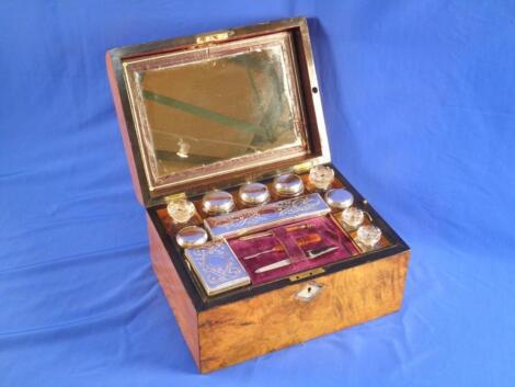 A Victorian walnut dressing case