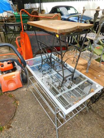 Two wrought metal tables.