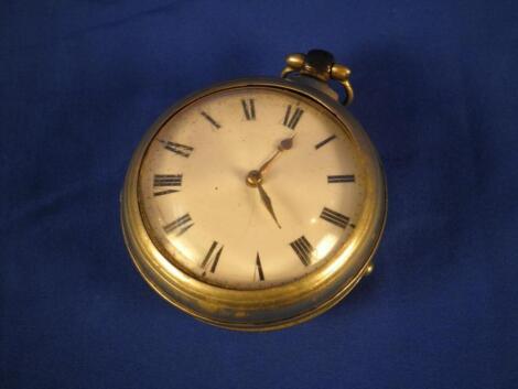 A silver and silver plated pair cased pocket watch