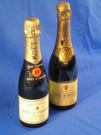 A small bottle of Piper Heidsieck champagne from 1943 and a