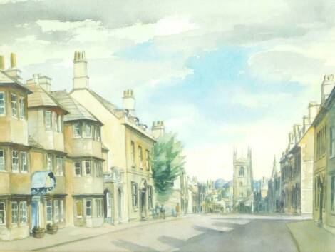 Gladys Rees Teesdale (British, 1898-1985). St Martins, Stamford, watercolour, attributed verso, 27cm high, 38cm wide.