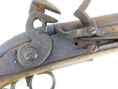 An 18thC Dragoons flintlock pistol, tower and GR crown proof marks. - 2