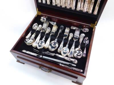 A silver plated Kings pattern canteen of cutlery, mahogany cased. - 2