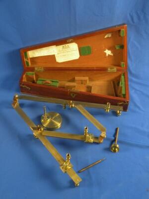 Watkins & Hill Charing Cross London. A brass pantograph in a tapering mahogany case