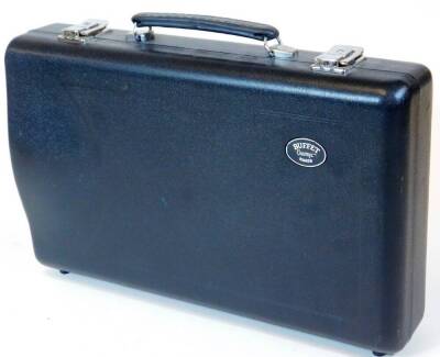 A 20thC Buffet clarinet, five piece, with chrome finish mouthpiece, ebonised body in fitted case, 34cm wide. - 3