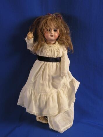 An early 20thC French S.F.B.J. bisque head doll