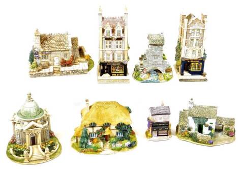 Various Lilliput Lane groups, to include H Samuel L2107, Dovetails, Summer Sunday L2339, Pawnbroker L2052, Penrith Toffee Shop L3064, Grasmere Gingerbread Shop, Lion House L2187, World of Beatrix Potter, etc. (7, boxed with some paperwork)