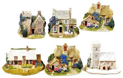 Various Lilliput Lane groups, to include Cider Apple Cottage L2043, Arbury Lodge L2106, St Joseph's Church 1993-1, Swaledale Teas L2015, etc. (6, boxed with some paperwork)