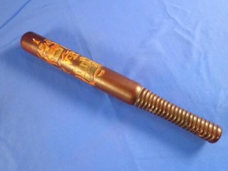 A Victorian lignum vitae truncheon