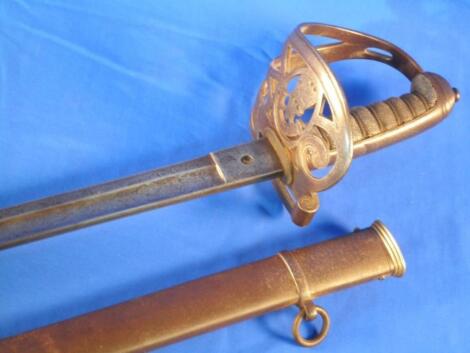 A Rifles Regiment dress sword with an iron scabbard