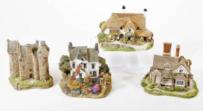 Various Lilliput Lane groups, to include Claypotts Castle 408, Periwinkle cottage 508, Rydal View and Double cottage. (4, boxed with some paperwork)