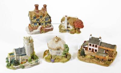 Various Lilliput Lane groups, to include Buutterwick 148 1989-1, Titmouse Cottage, Yew Tree Farm, Mayflower House and Stradling Priory 153. (5, boxed with some paperwork) - 2