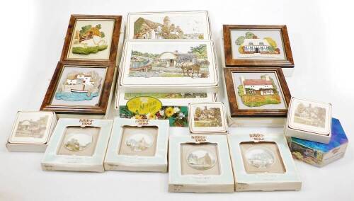 Various Lilliput Lane coasters, table mats, other related items, etc. (a quantity, boxed)