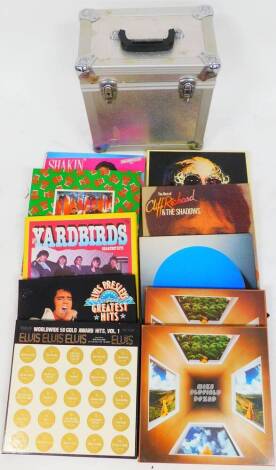 Various records 33rpm sets, to include Elvis Worldwide Fifty Gold Award Hits, Elton John, other box sets, etc., in metal carrying case, 36cm wide. (a quantity)