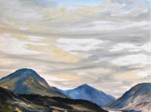 R Barraud (fl. 1963). Mountain landscape, Gable From Wastwater, oil on board, label to the back, 30cm x 36cm.