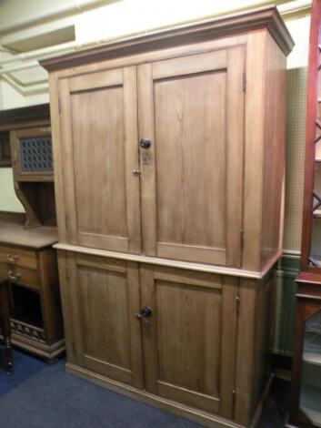 A Victorian pine housekeeper's type cupboard