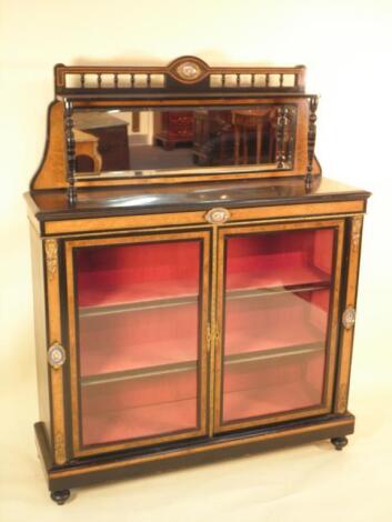 A Victorian ebonised and burr walnut chiffonier