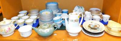 Various tea services and related items, Heatchote china, Georgian pattern Washington part service, to include cups, saucers, 15cm diameter, plates, etc., various other transfer printed tea ware, etc. (1 shelf)