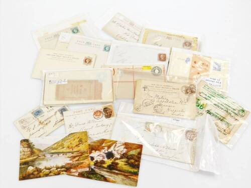 Various postcards, post marks, etc., late 19thC and others, N size postage envelopes, letter cards, various other items, etc. (a quantity)