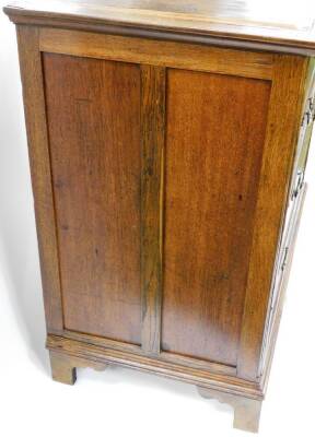 A principally 18thC walnut and oak chest, of two short and three long drawers, each with pierced plate back swan neck handles, flanked by quarter columns with panelled sides, on ogee bracket feet , 93cm high, 104cm wide, 44cm deep. - 3