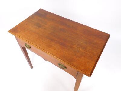 A George III oak side table, with single frieze drawer, raised on tapering square legs, 83cm wide, 47cm deep, 73cm high. - 2