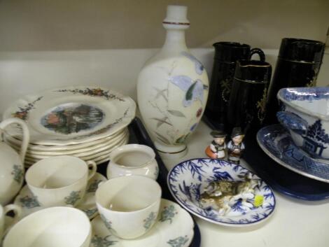 A Goss porcelain part tea service decorated with turquoise flowers