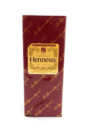 A bottle of Hennessy Cognac, VS 68cl, boxed and gift wrapped.