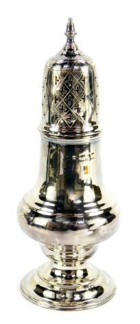 A Victorian silver sugar sifter, of baluster form, London 1897, 20.5cm high, 6.70oz.