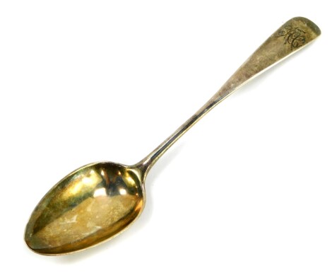 A George III Scottish silver tablespoon, monogram engraved, Robert Gray, Edinburgh 1802, 1.93oz.