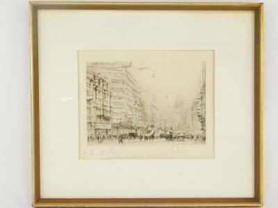 William Walcot R E (British 1874-1943). Fleet Street London, etching, signed, and dedicated by the artist to Mr & Mrs Turpin in pencil, 20.5cm high, 25cm wide. - 2