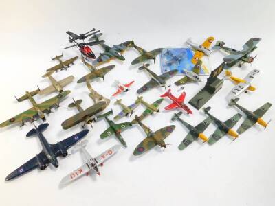 Die cast and plastic models of military and commercial aircraft, helicopters, etc., some with boxes. (quantity) - 3