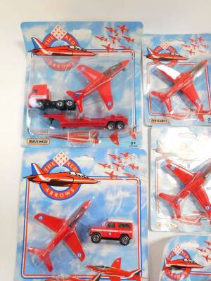 A Matchbox die cast The Red Arrows Squadron Headquarters MC-160, further set MC-24, Aeroplane and Land Rover SB822, Aeroplane and Royal Air Force Transport CY108, and six Red Arrows planes SV-37. (10) - 3