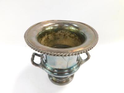 A Barker Bros silver plated wine cooler, of twin handled campana form, 23cm high. - 3