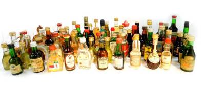 Miniature spirits and liqueurs, including whisky, Bacardi, Advocaat, Dubonnet and Cognac. (quantity)