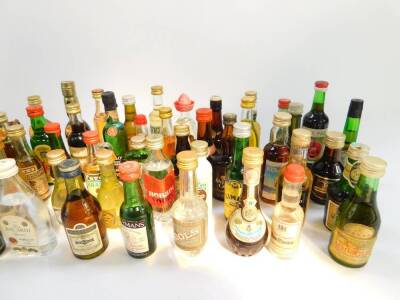 Miniature spirits and liqueurs, including whisky, Bacardi, Advocaat, Dubonnet and Cognac. (quantity) - 3