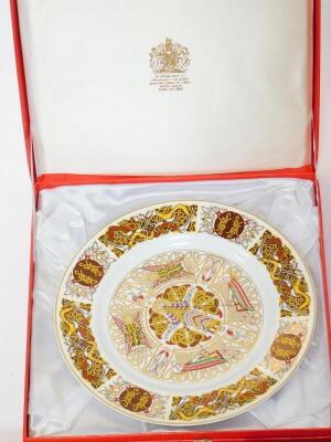 Eight Spode porcelain collectors plates, boxed, comprising The Durham Plate, Lindisfarne Heritage Plate, The Lindisfarne Plate, The Iona Plate, St Gall Plate, St Chad Plate, Durrow Plate, and The Kells Plate. - 2