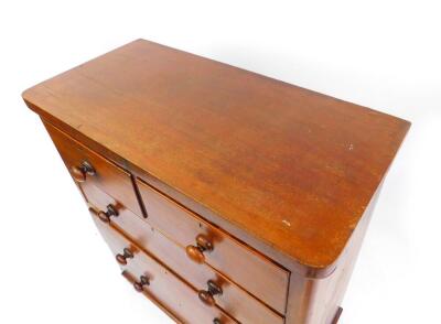 A Victorian mahogany straight fronted chest, of two short over three long drawers, raised on a plinth base, 106cm high, 99.5cm wide, 47cm deep. - 3