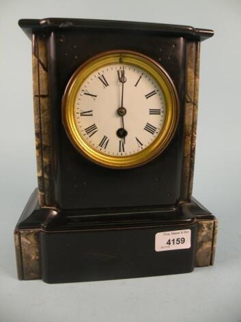 A 19thC French black and grey marble mantel timepiece