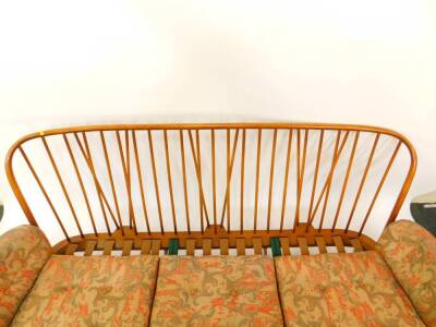 An Ercol ash studio couch, with foliate patterned cushions, 190cm wide. - 2